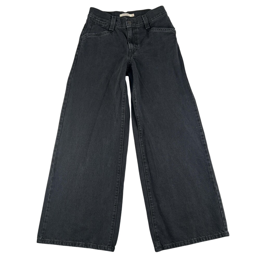Levis 94 Baggy Wide Leg Jeans Womens 25 Charcoal High Rise Relaxed Denim